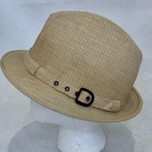 Vintage United Hatters cream colored summer fedora with band and buckle